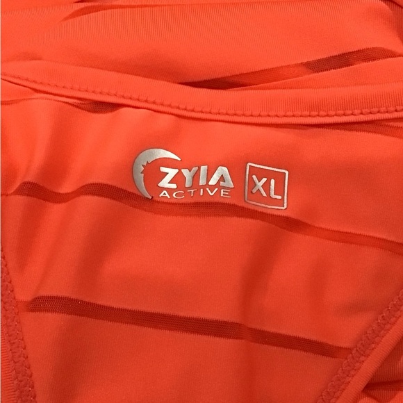 ZYIA Active Orange Coral Striped Tank Razor Back Women’s Size XL - Picture 7 of 8